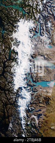 Mosaico del campo di ghiaccio della Patagonia meridionale in Cile e Argentina. Foto Stock