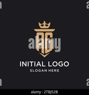 Monogramma AG con stile medievale, lusso ed eleganti idee di design iniziali del logo Illustrazione Vettoriale