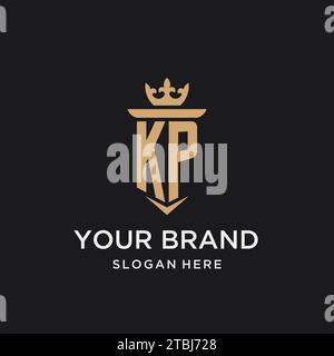 Monogramma KP con stile medievale, lusso ed eleganti idee di design iniziale del logo Illustrazione Vettoriale