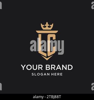 Monogramma LC con stile medievale, lusso ed eleganti idee di design iniziali del logo Illustrazione Vettoriale