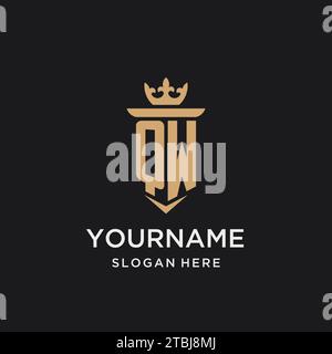 Monogramma QW con stile medievale, lusso ed eleganti idee di design iniziali del logo Illustrazione Vettoriale