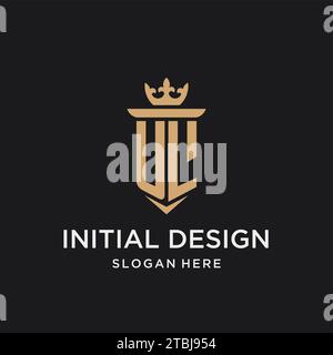 Monogramma UL con stile medievale, lusso ed eleganti idee di design iniziale del logo Illustrazione Vettoriale