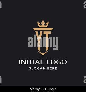 Monogramma YT con stile medievale, lusso ed eleganti idee di design iniziali del logo Illustrazione Vettoriale