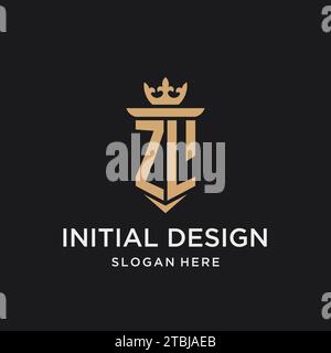 Monogramma ZL con stile medievale, lusso ed eleganti idee di design iniziali del logo Illustrazione Vettoriale