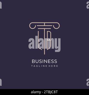 Iniziale LB con logo a colonna, idee di design stile logo ufficio legale di lusso Illustrazione Vettoriale