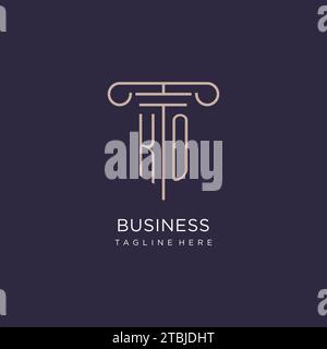 KO Initial con logo a colonna, idee di design stile logo ufficio legale di lusso Illustrazione Vettoriale