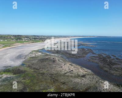 St Ouen Bay Jersey Channel Islands drone, aereo Foto Stock