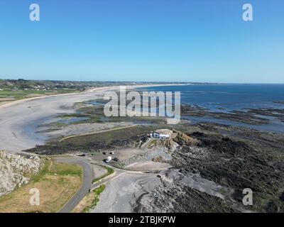 St Ouen Bay Jersey Channel Islands drone, aereo Foto Stock