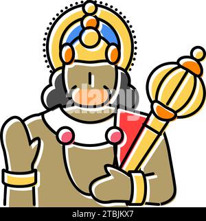 hanuman induismo religione colore icona illustrazione vettoriale Illustrazione Vettoriale