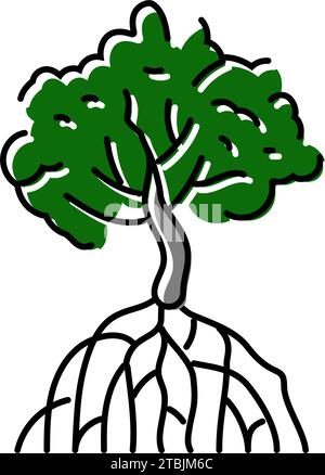 illustrazione vettoriale dell'icona di colore dell'albero delle mangrovie Illustrazione Vettoriale