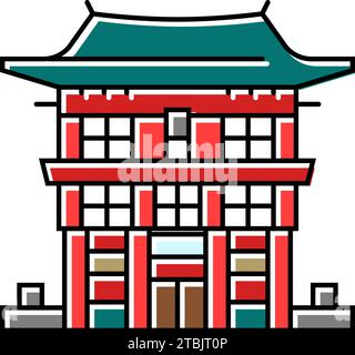 miko shrine maiden shintoism color icon vector illustration Stock Vector