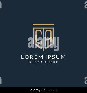 Logo scudo CA iniziale in stile monolina, logo monogramma moderno e di lusso grafica vettoriale Illustrazione Vettoriale