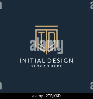 Logo con scudo ID iniziale in stile monolina, logo monogramma moderno e di lusso grafica vettoriale Illustrazione Vettoriale