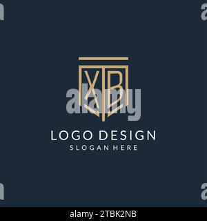 Logo scudo XB iniziale stile monolina, logo monogramma moderno e lussuoso grafica vettoriale Illustrazione Vettoriale