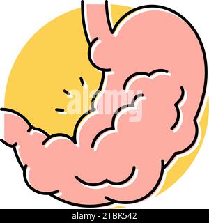 eccessivo gonfiore di gas sintomo colore icona illustrazione vettore Illustrazione Vettoriale