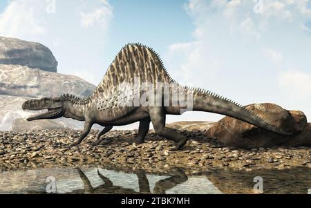 Arizonasaurus, un genere di rettili estinti, noto per la vela fatta di alte spine neurali, era un archosauro ctenosauriscide. Foto Stock