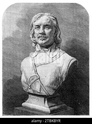 Busto di Cromwell di M. Noble, nella mostra della Royal Academy, 1861. "...sebbene esistano diversi ritratti di [Oliver Cromwell] di Walker e Mascall, e uno di Lily, nessuno di essi è considerato esattamente conforme alle descrizioni tradizionali del volto di questo uomo straordinario... come prova del dolore e della volgarità del gusto attribuitogli dai suoi avversari, si registra che ordinò a uno degli artisti che stava per dipingerlo di rappresentare ogni brufolo, capelli e altre eccrescenze, pena di non ricevere nulla per il suo lavoro in default. Sotto questi circhi Foto Stock