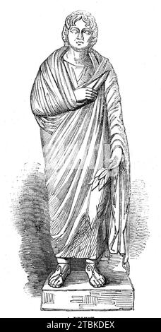 I Marmi di Cirene nel British Museum: Un prete, 1861. Statua di Cirene, antica città greca e successivamente romana vicino all'attuale Shahhat, Libia. "La piccola figura di un sacerdote è del periodo più recente, ma ha il suo valore di mostrarci, per quanto poco, qualcosa delle maniere di quel tempo; perché l'atteggiamento e l'espressione sono troppo caratteristici per non sollevare una chiara idea dell'uomo che sedeva per questa rappresentazione della sua classe... una selezione di antichità raccolte dal signor Werry, vice-console di sua Maestà a Ben-Ghazee, una città che rappresenta le antiche Esperidi, in seguito Foto Stock