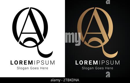 Design del logo con lettera di testo monogramma Luxury Initial QA o AQ Illustrazione Vettoriale