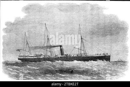 La nuova nave a vapore Oscar della London and Edinburgh Shipping Company, 1861. "L'oggetto del nostro schizzo è il primo completato di una classe migliorata di navi a vapore, costruite espressamente per questa importante stazione, e ha compiuto il viaggio da Leith a Gravesend in trentadue ore, il passaggio più veloce mai registrato... le prestazioni dei piroscafi a vite che da tempo hanno attirato l'attenzione dei direttori della compagnia, e il loro energico manager, Thomas Aitken, Scudiero, i clippers sono stati a loro volta sostituiti dalla vite nel 1853, e la società ora, oltre all'Oscar, ha quattro abeti Foto Stock