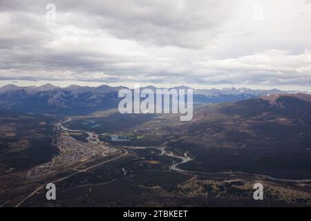 Vista dal Whistlers Peak in Alberta, Canada Foto Stock