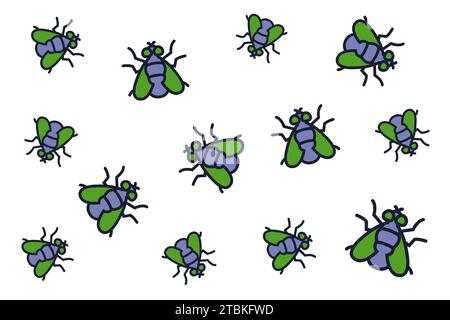 schema delle mosche verdi della casa. illustrazione del vettore piatto. Illustrazione Vettoriale
