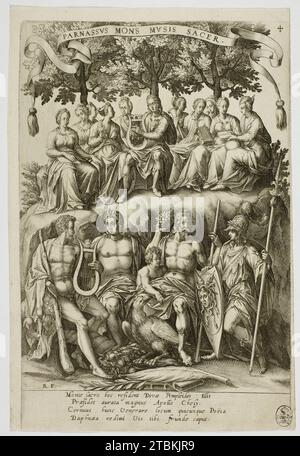Parnaso, tavola 4 di Parnaso Biceps, 1601. Foto Stock