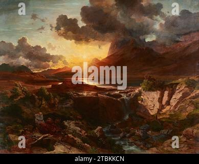 Tramonto all'Hintersee di Berchtesgaden, 1858. Foto Stock