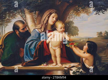 Sacra famiglia con il ragazzo John, 1855 anni. Foto Stock