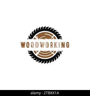 Ispirazione per il design del logo icona della lavorazione del legno Illustrazione Vettoriale