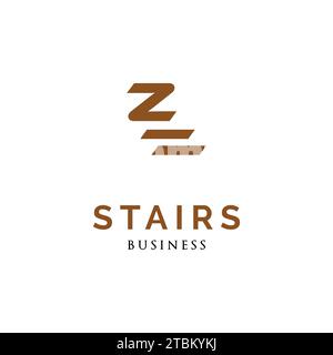 Lettera iniziale icona Z Stairs modello di progettazione del logo Illustrazione Vettoriale