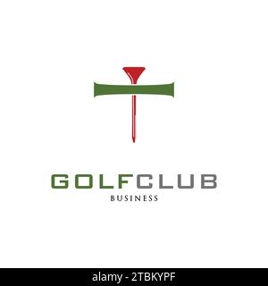 Lettera iniziale T Golf Club icona Logo modello di progettazione Illustrazione Vettoriale