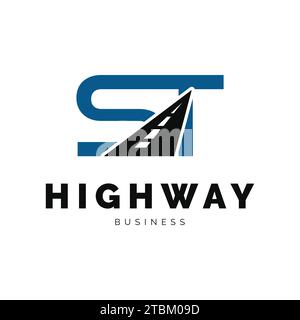 Ispirazione per il design del logo dell'icona ST Highway Illustrazione Vettoriale