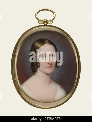 Signorina Garland, c1815. Ritratto della testa e delle spalle con i capelli divisi al centro e caduti in boccoli. Foto Stock