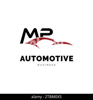 Lettera iniziale modello di progettazione logo icona auto MP Illustrazione Vettoriale