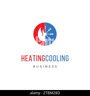 Modello di progettazione del logo dell'icona riscaldamento e raffreddamento o HVAC Illustrazione Vettoriale