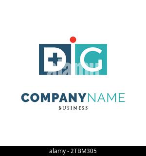 Lettera iniziale DIG Medical Cross Plus icona Logo modello di progettazione Illustrazione Vettoriale
