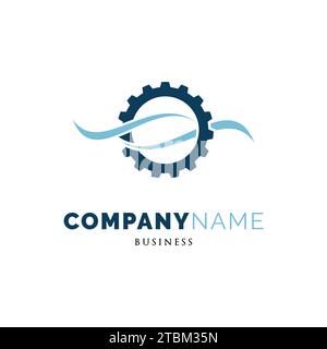 Icona a goccia d'acqua Gear - modello di progettazione con logo Illustrazione Vettoriale
