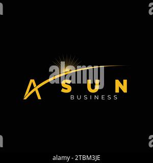 Lettera iniziale modello di design del logo con icona Swoosh Sun Illustrazione Vettoriale