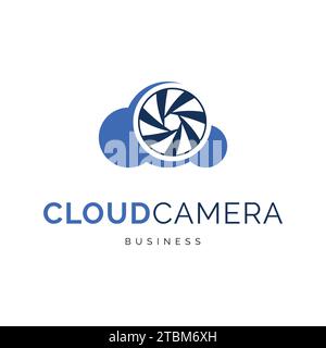 Ispirazione per il design del logo dell'icona della fotocamera cloud Illustrazione Vettoriale