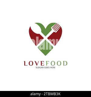 Design dell'illustrazione del modello Vector Logo Icon Love Food Illustrazione Vettoriale