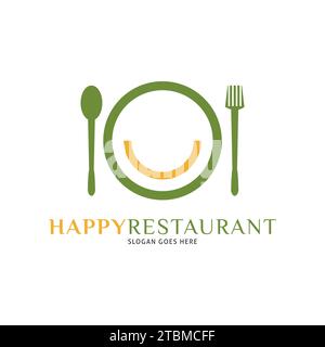 Illustrazione icona vettore logo Happy Restaurant Illustrazione Vettoriale