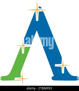 È un simbolo della lettera che simboleggia il business del servizio di pulizia Illustrazione Vettoriale