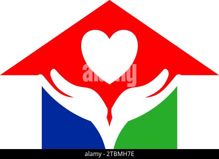 È un simbolo che riguardano i rapporti sociali, umanitari, della cooperazione, il lavoro di squadra, business, carità o Foundation Illustrazione Vettoriale