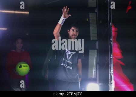 Milano, Italia. 7 dicembre 2023. Chingotto Federico (ARG) visto durante il Milano Premier Padel P1 match tra Bergamini Lucas (BRA)/Ruiz Victor (ESP) vs Chingotto Federico (ARG)/Navarro Francisco (ESP) all'Allianz Cloud Arena. Navarro Francisco Paquito e Chingotto Federico hanno vinto 6-2, 6-3 crediti: SOPA Images Limited/Alamy Live News Foto Stock