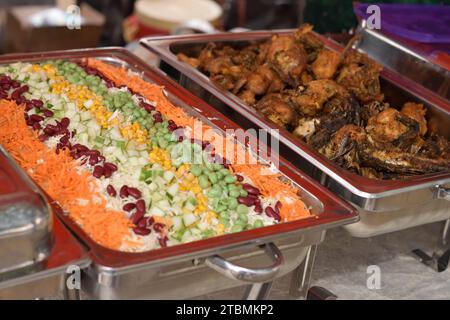 Menu gastronomico alla reception nigeriana Foto Stock