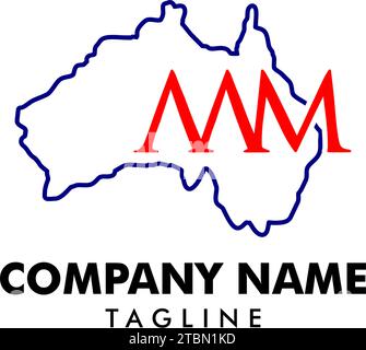 Lettera iniziale AAM con concetto di design del logo della mappa australiana Illustrazione Vettoriale