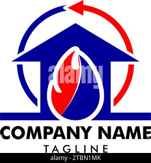 Design del modello con logo della casa per riscaldamento e aria condizionata Illustrazione Vettoriale