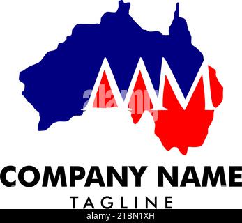 Lettera iniziale AAM con concetto di design del logo della mappa australiana Illustrazione Vettoriale