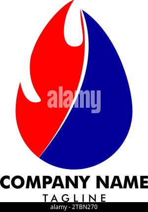 Design del modello con logo per riscaldamento e aria condizionata Illustrazione Vettoriale